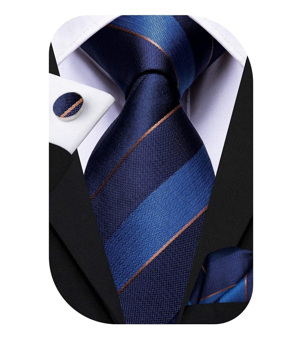 6494 Ties Sets Silk Stripe Paisley Necktie Pocket Square Cufflinks